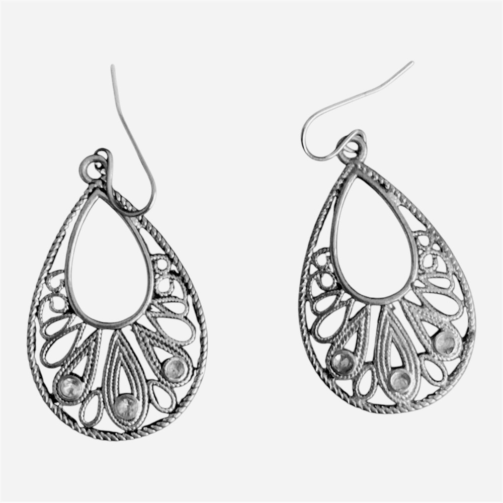Silver Teardrop Dangle Earrings